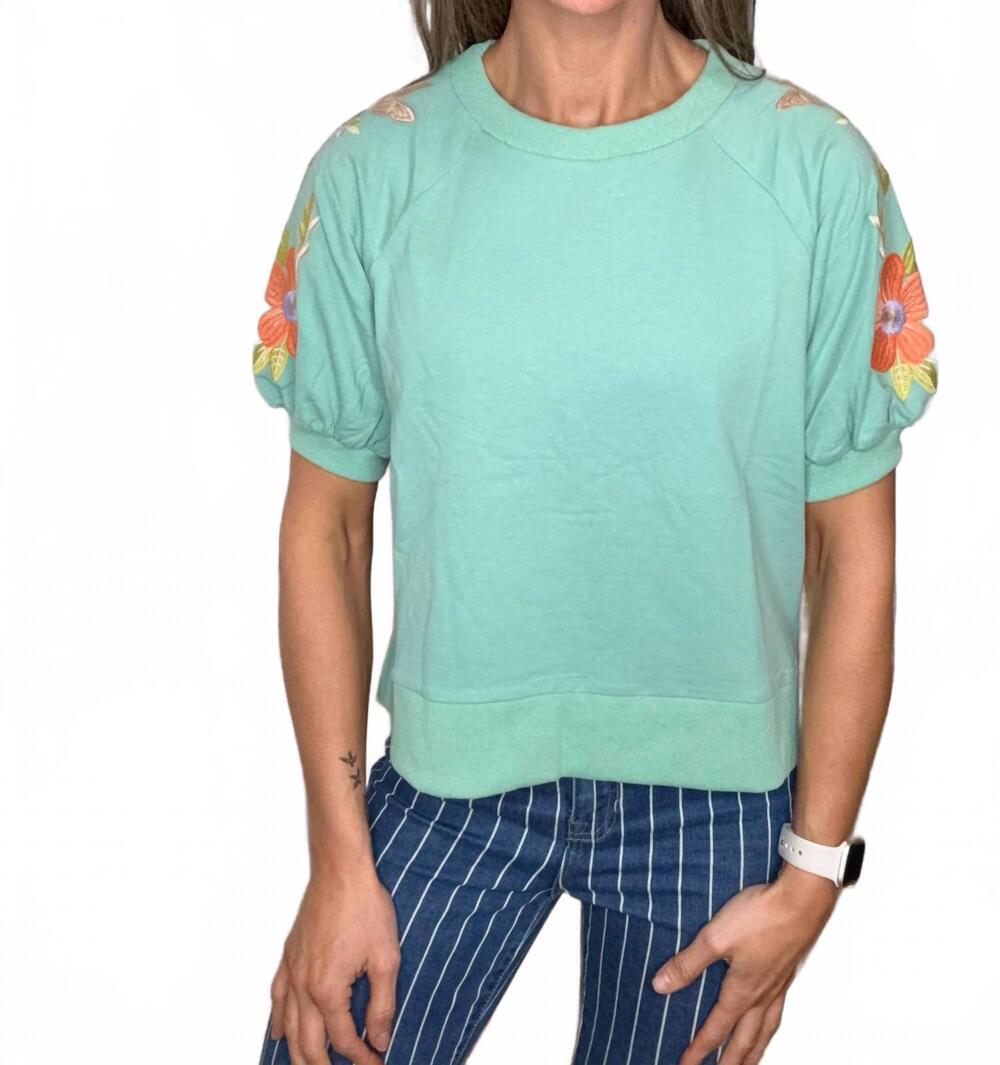 NEW ANNIEWEAR summer lovin short sleeve sweatshirt in green